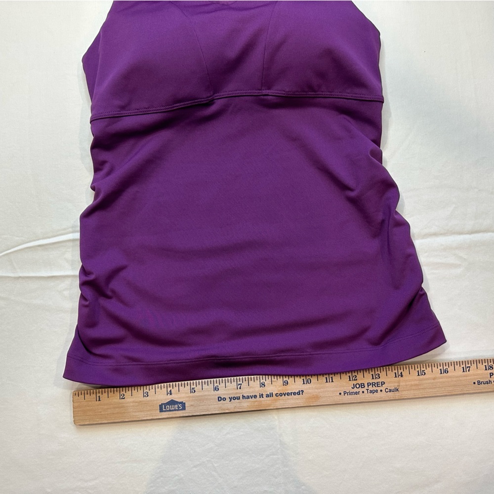 Athleta Purple Shirred V-Neck Support Tank With Built-in Bra Size 34C - Picture 7 of 8